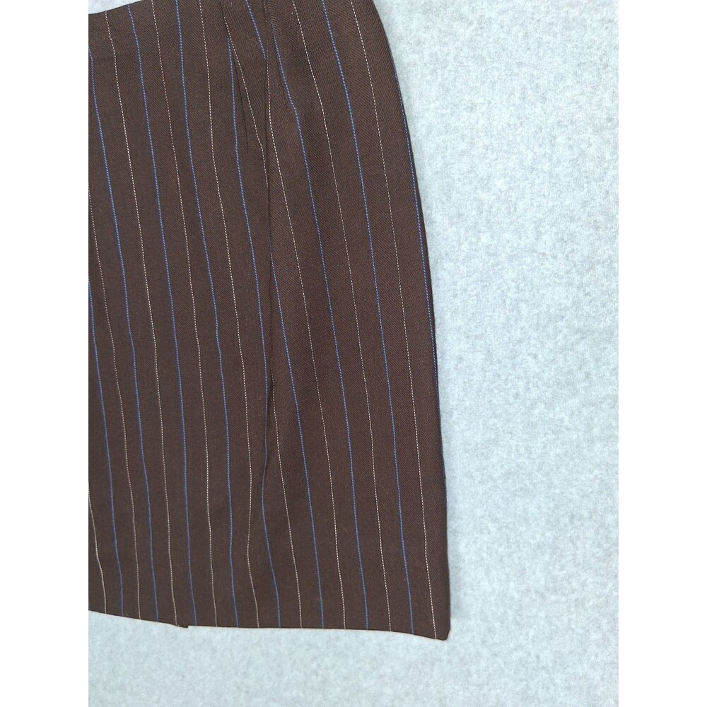 Anne Klein II 100% Wool Pinstripe Pencil Mini Skirt Size 2 Brown Office Siren - Picture 5 of 13